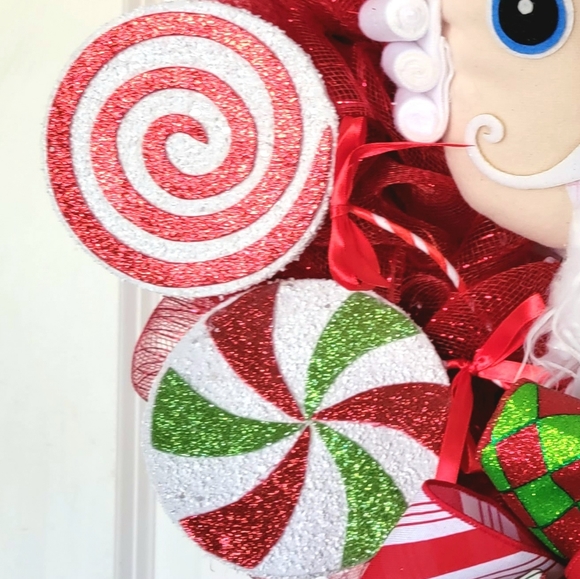 Christmas Santa Chef Wreath Deco Mesh Candy Canes Baker - Picture 6 of 9